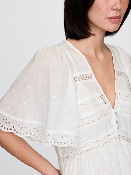 Image number 5 showing, Flutter-Sleeve Eyelet Mini Dress