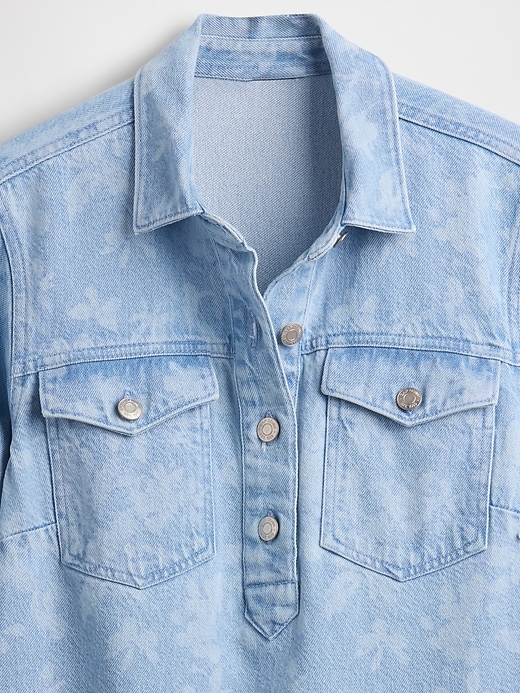 Image number 5 showing, UltraSoft Denim Floral Popover Mini Dress