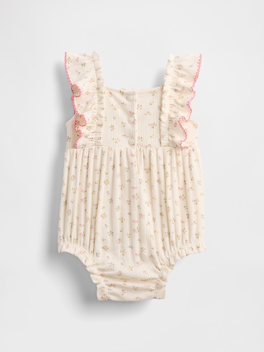 Image number 2 showing, Baby Pointelle Rib Ruffle Bubble Shorty One-Piece