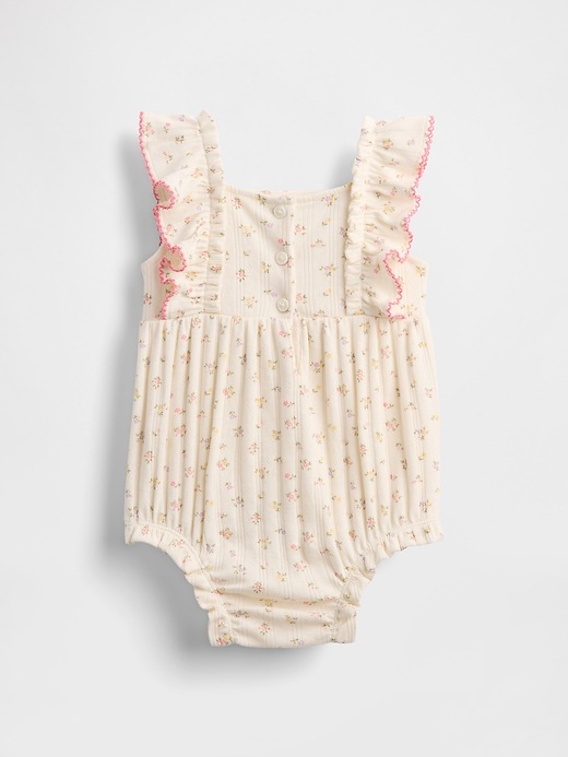 Baby Pointelle Rib Ruffle Bubble Shorty One-Piece