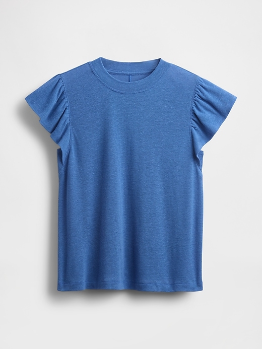 Image number 5 showing, Linen-Blend Flutter-Sleeve T-Shirt