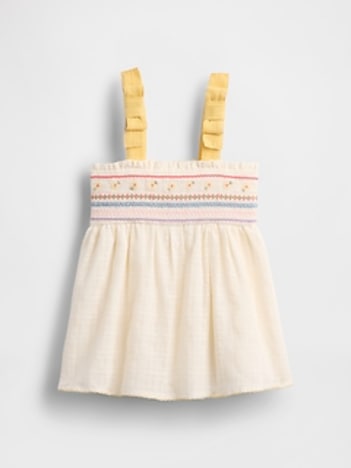 Baby Embroidered Tie-Shoulder Dress