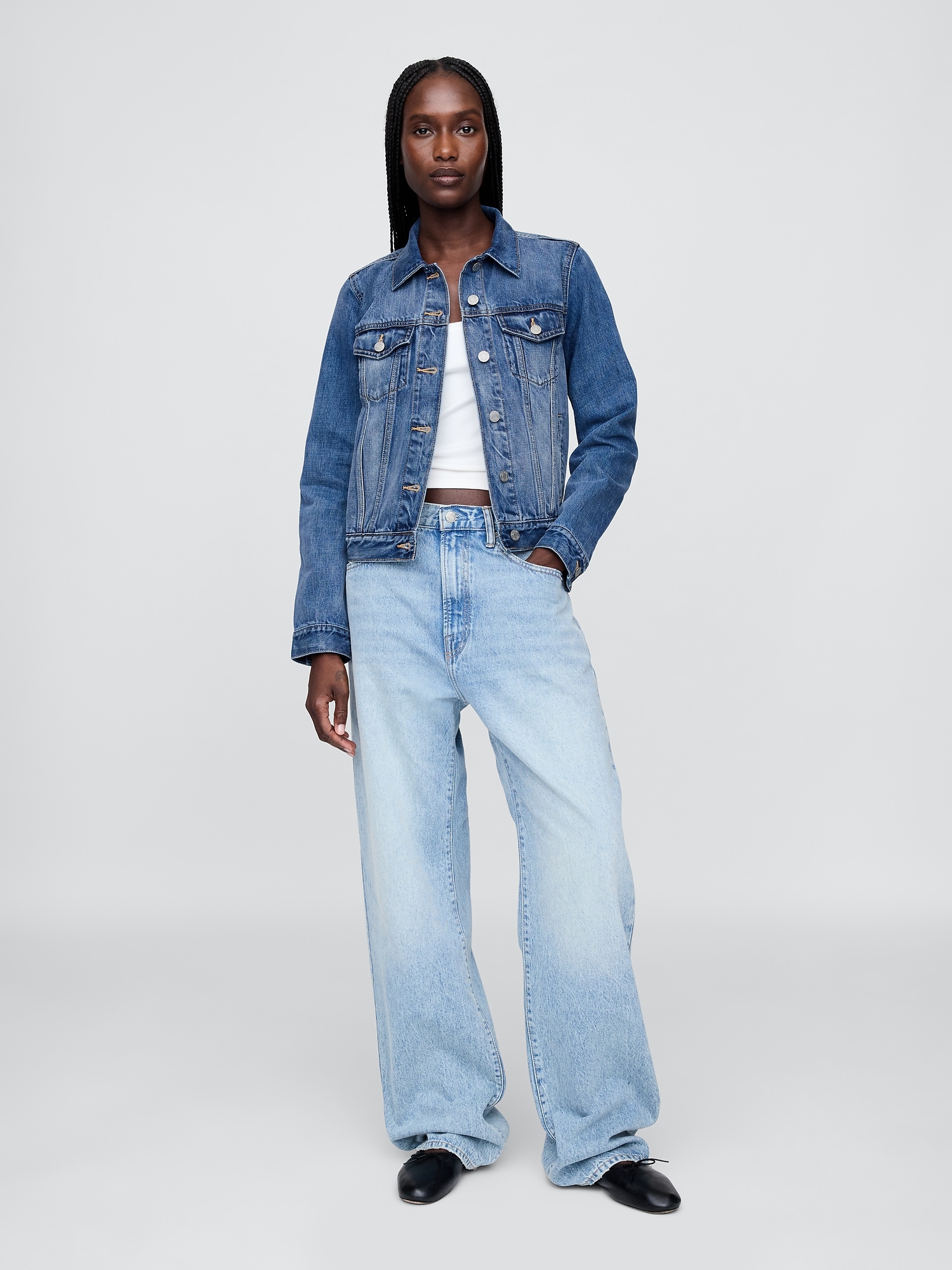 Женская куртка Gap Icon Denim Jacket, цвет: Средний индиго — фото 3