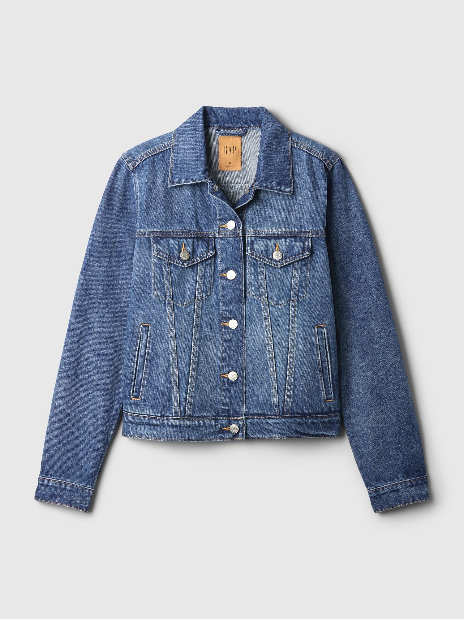 Женская куртка Gap Icon Denim Jacket, цвет: Средний индиго — фото 5