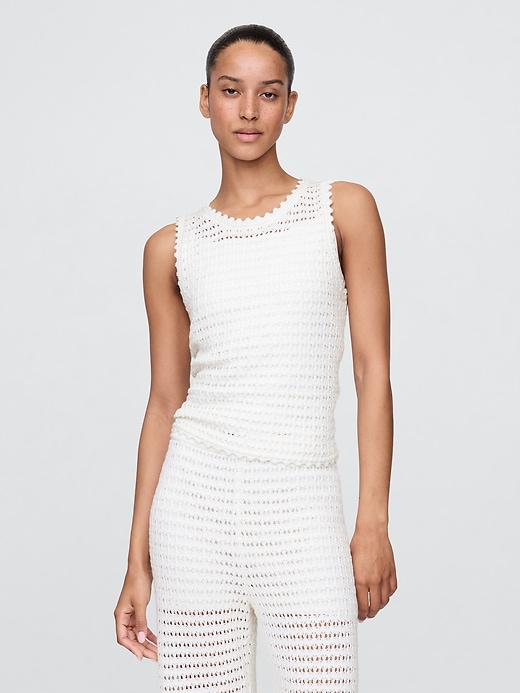 Image number 1 showing, 100% Cotton Crochet Tank Top