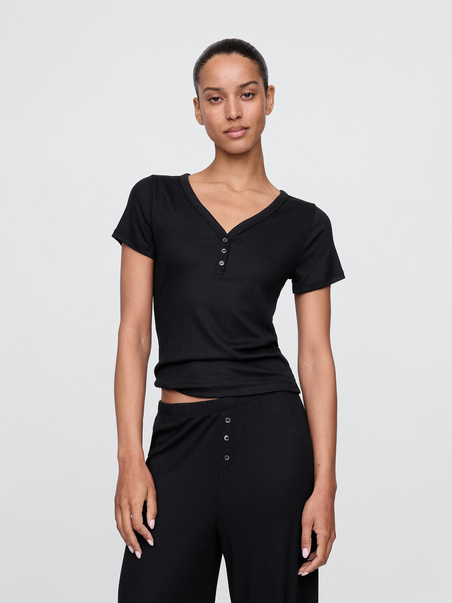 Mini Rib Henley PJ Top