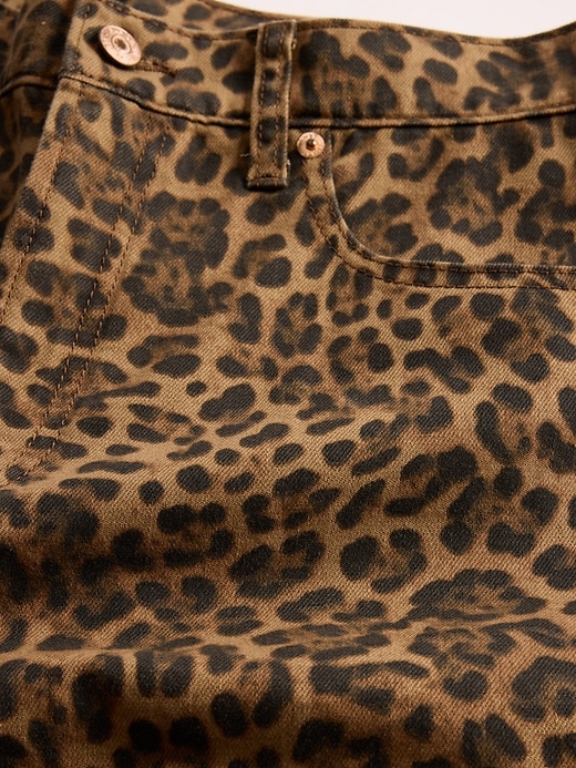 Image number 6 showing, 11" Mid Rise Denim Leopard Longline Shorts