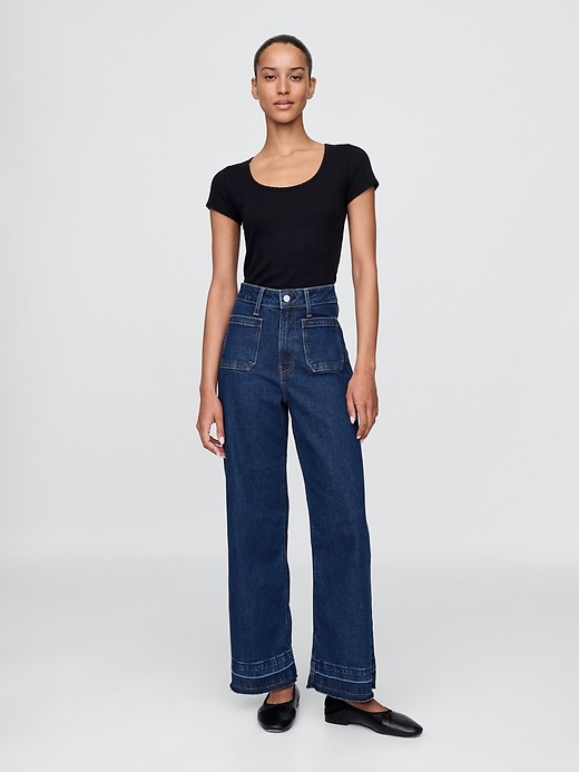 Image number 1 showing, Curvy High Rise Stride Wide-Leg Ankle Jeans