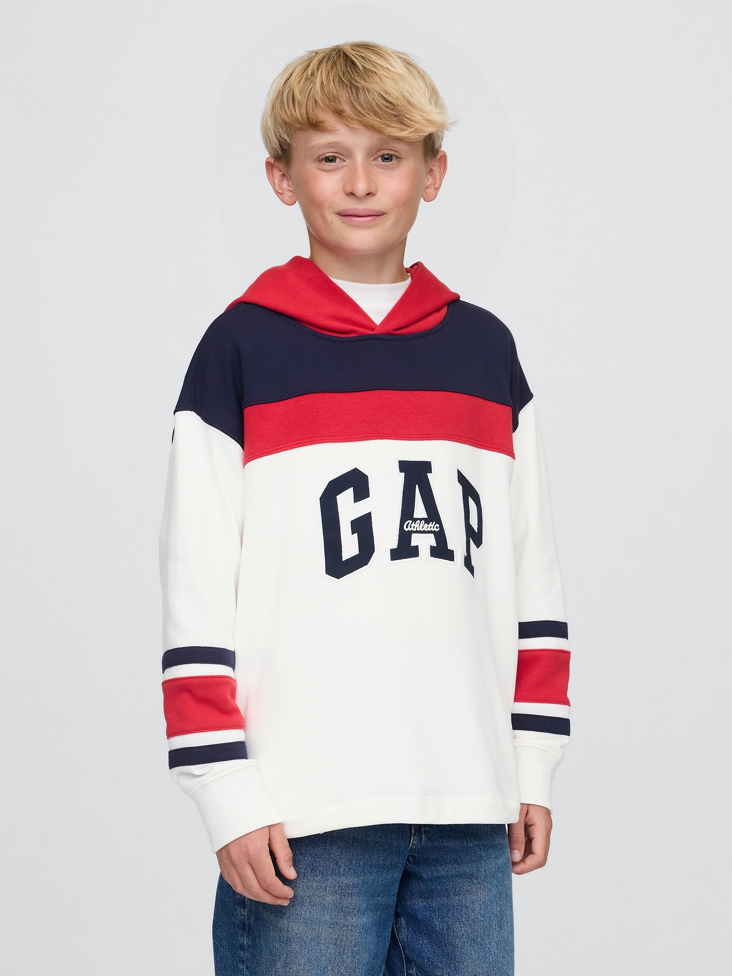 Kids VintageSoft Colorblock Athletic Logo Hoodie