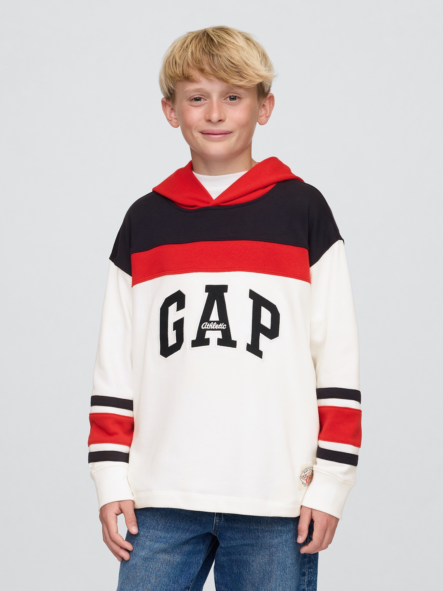 Kids VintageSoft Colorblock Athletic Logo Hoodie