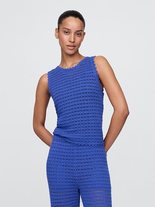 Image number 1 showing, 100% Cotton Crochet Tank Top
