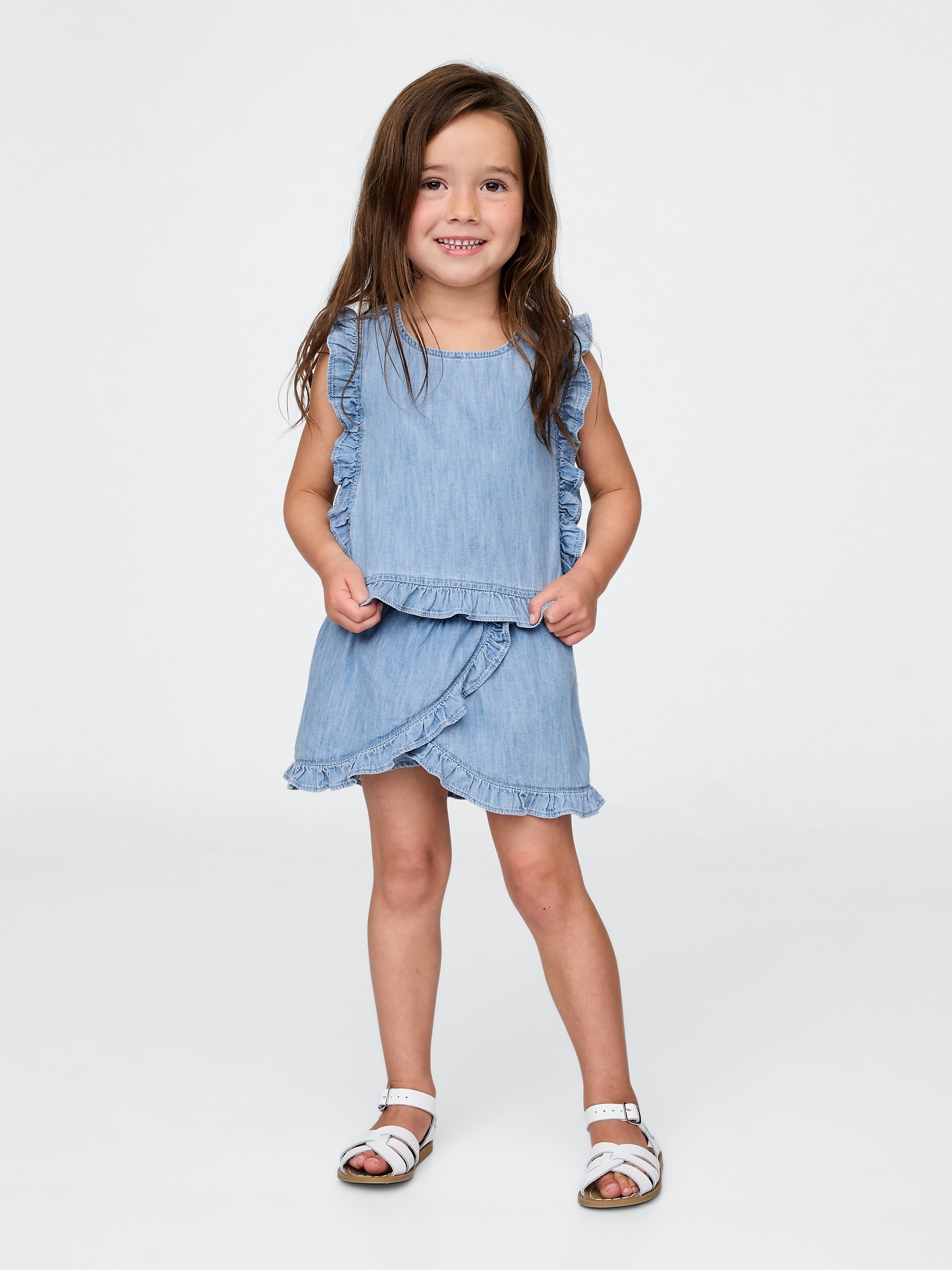 Baby & Toddler Denim Ruffle Skort Set