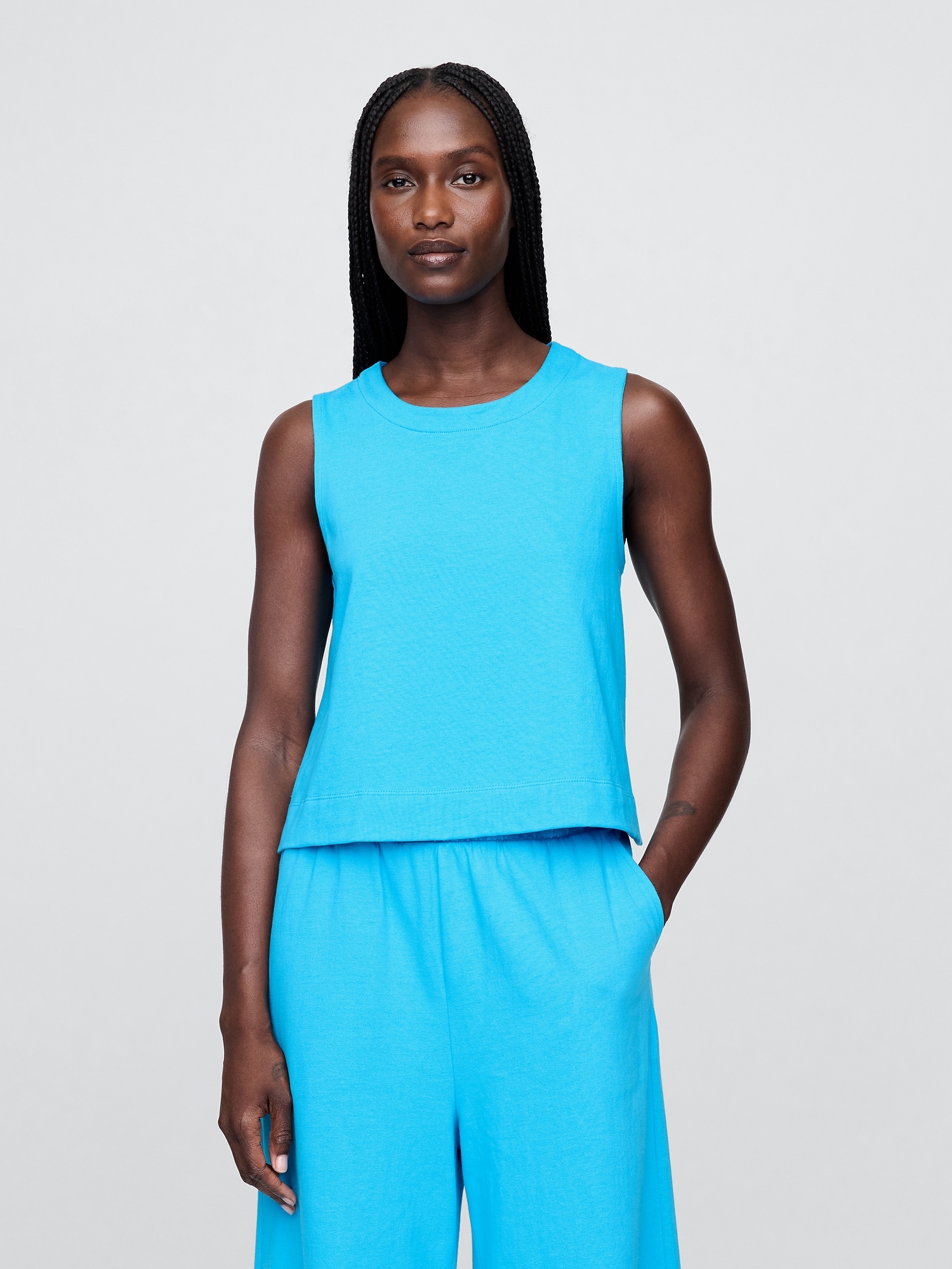 UltraSoft Denim Shell Tank Top
