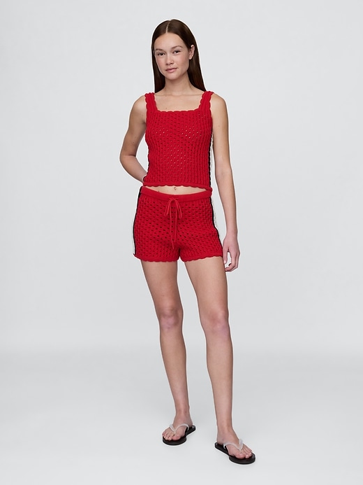 1 of 8 showing, with the color Red of product 100% Cotton Crochet Easy Shorts