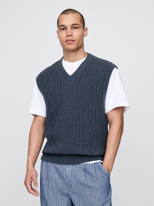 Image number 1 showing, Gap × Malbon Cable-Knit Sweater Vest
