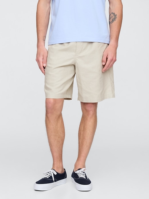 Image number 2 showing, 9" Linen-Cotton Easy Shorts