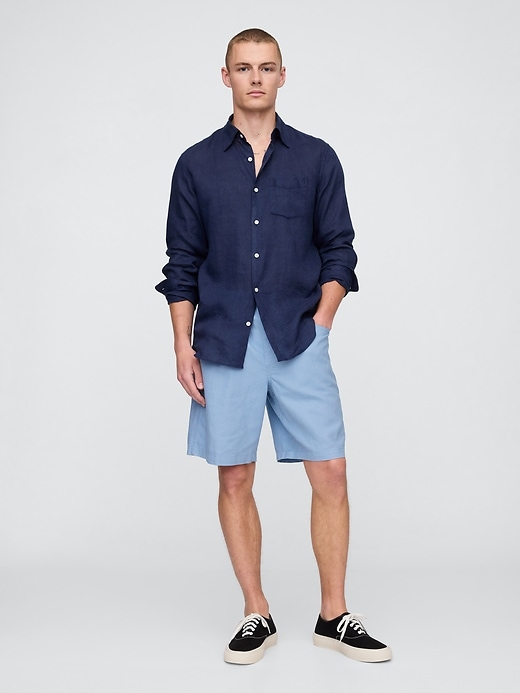 Image number 1 showing, 9" Linen-Cotton Easy Shorts