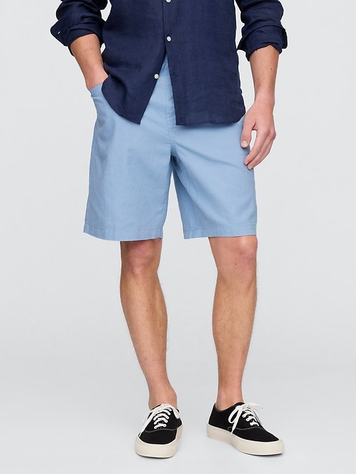Image number 2 showing, 9" Linen-Cotton Easy Shorts