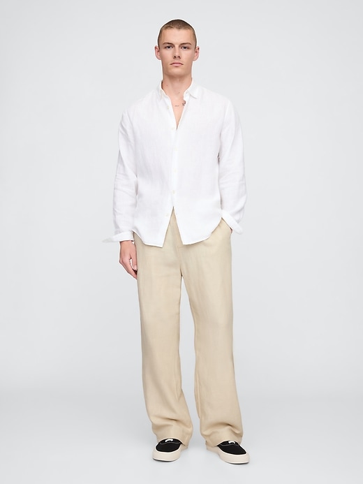 Image number 1 showing, Linen-Cotton '90s Loose Pleated Khakis