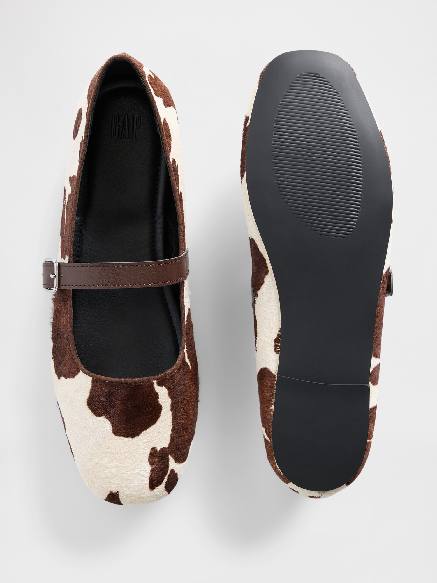 Женские балетки Gap Cow Print Calf Hair Ballet Flats, цвет: С принтом — фото 3