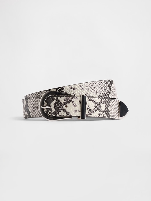Image number 1 showing, Leather Snake Print Belt