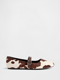 Cow Print Calf Hair Ballet Flats