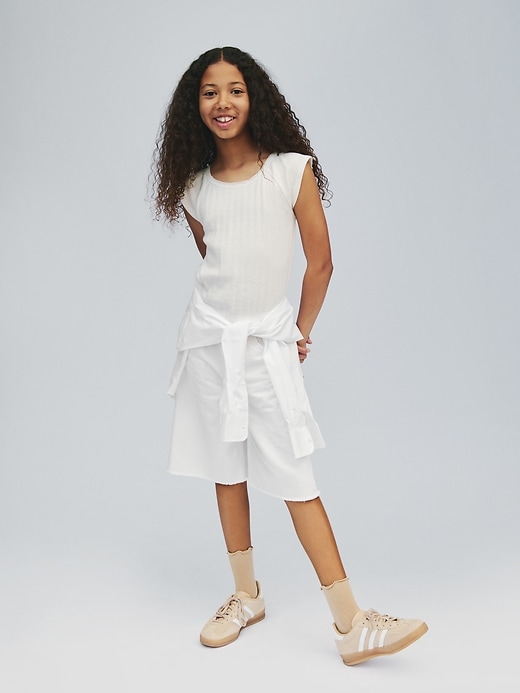 Image number 6 showing, Kids Mid Rise Longline Denim Shorts