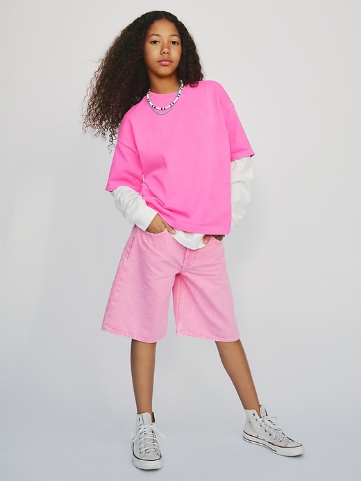 Image number 6 showing, Kids Mid Rise Longline Denim Shorts