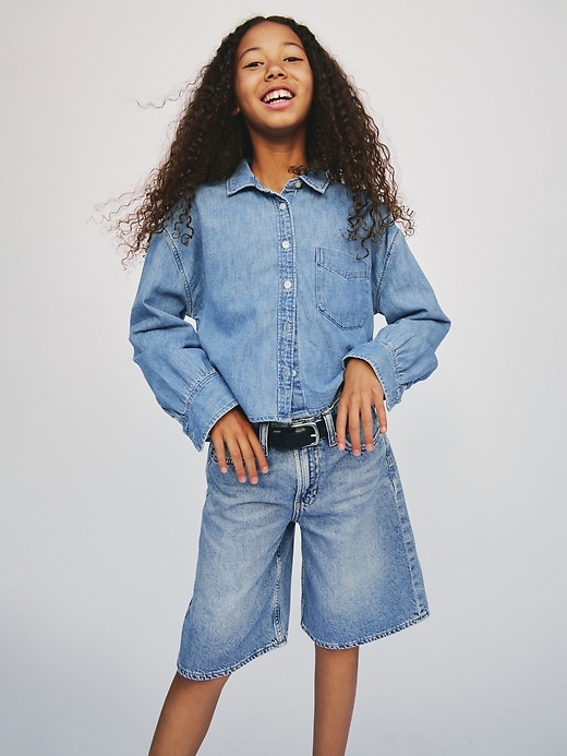 Image number 6 showing, Kids Mid Rise Longline Denim Shorts