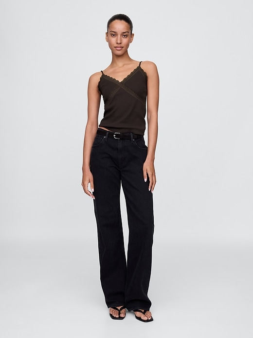 Image number 2 showing, Lace-Trim Waffle-Knit Crop Cami