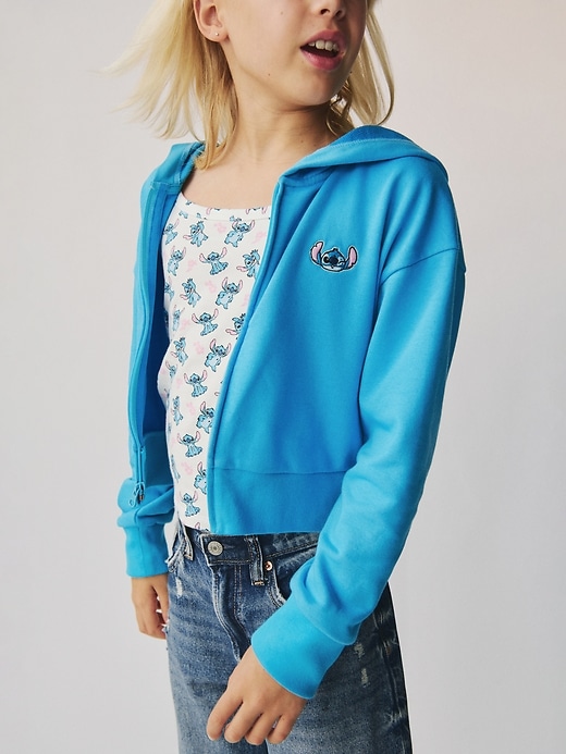Image number 6 showing, Lilo & Stitch Kids French Terry Cropped Zip Hoodie