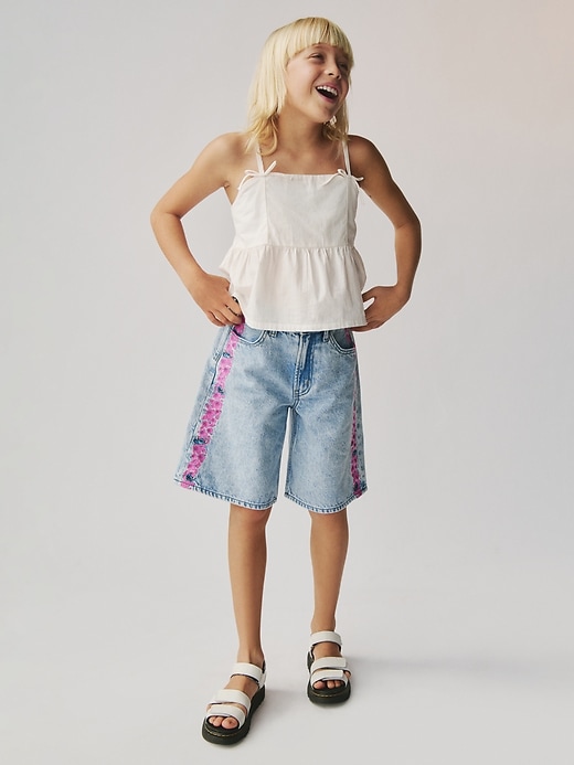 Image number 6 showing, Lilo & Stitch Kids Embroidered Longline Denim Shorts