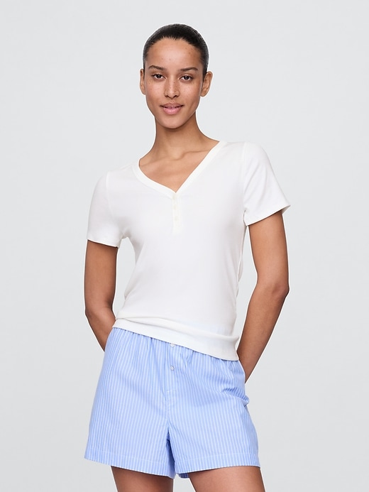Image number 1 showing, Mini Rib Henley PJ Top