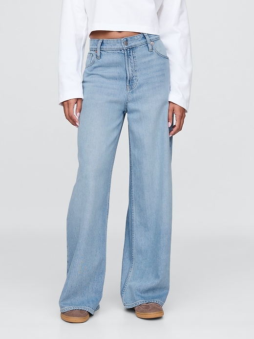 Image number 2 showing, Curvy Mid Rise UltraSoft Baggy Jeans