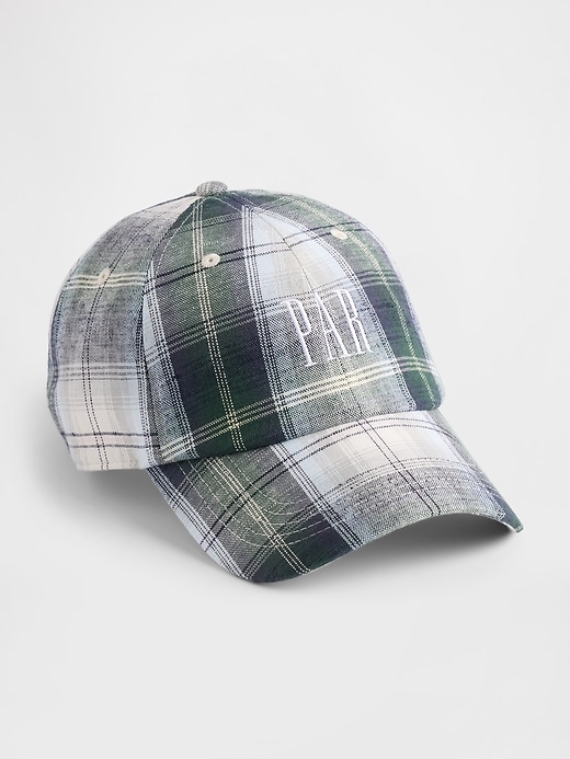 Image number 1 showing, Gap × Malbon Linen-Cotton Logo Plaid Baseball Hat