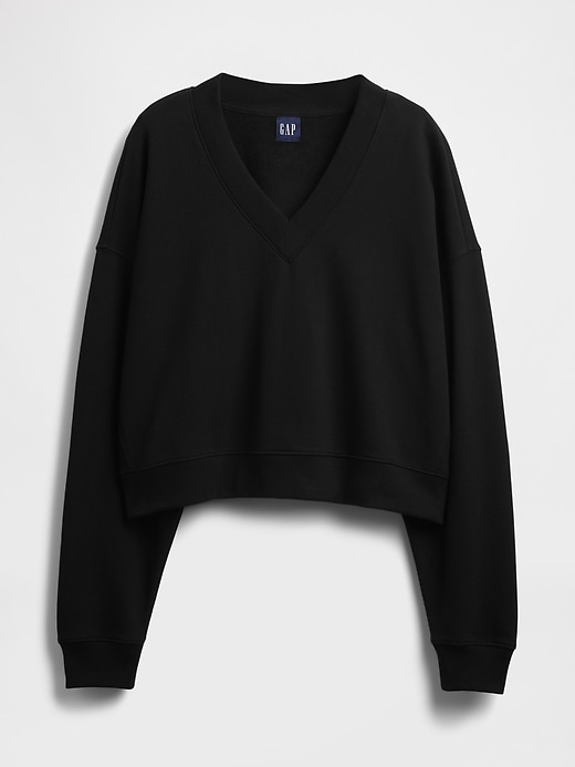 Image number 2 showing, French Terry Cropped V-Neck Sweatshirt