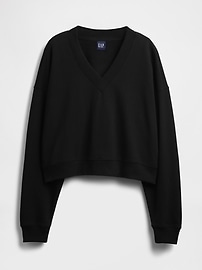 French Terry Cropped V-Neck Sweatshirt
