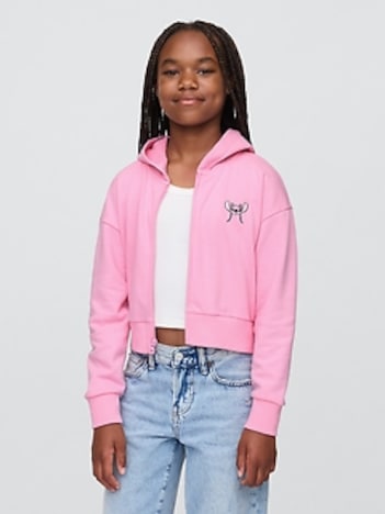 Lilo & Stitch Kids French Terry Crop Zip Hoodie