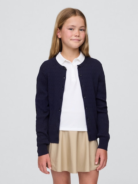 Kids 100% Cotton Uniform Cardigan Sweater