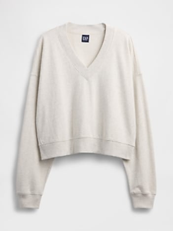 French Terry V-Neck Crop Sweatshirt