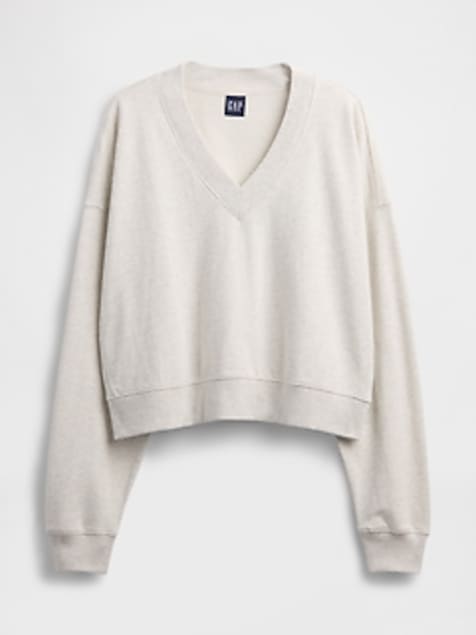 French Terry V-Neck Crop Sweatshirt