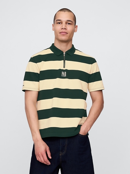 Image number 1 showing, Gap × Malbon Logo Striped Polo Shirt