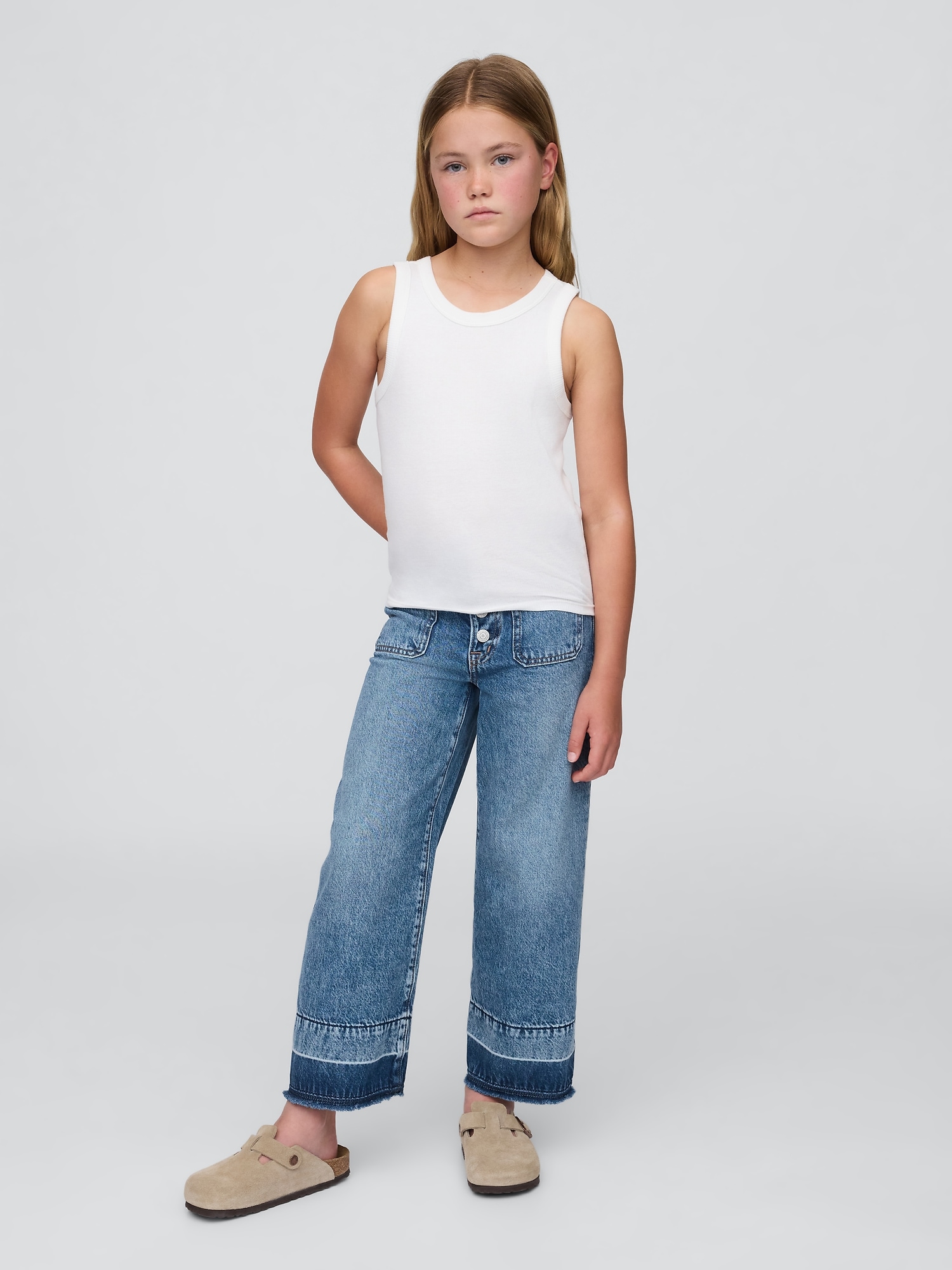 Kids High Rise Stride Wide-Leg Ankle Jeans