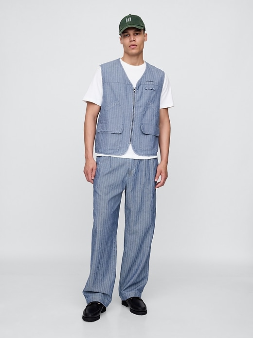 Image number 1 showing, Gap × Malbon Herringbone Pleated Baggy Pants