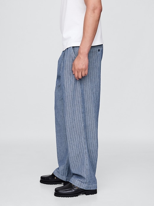 Image number 3 showing, Gap × Malbon Herringbone Pleated Baggy Pants