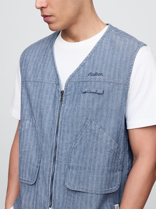Image number 4 showing, Gap × Malbon Herringbone Utility Vest