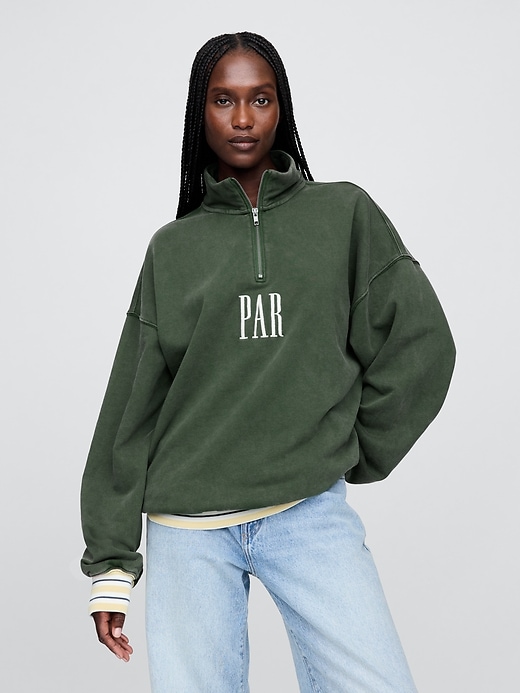 Image number 6 showing, Gap × Malbon Heavyweight Logo Quarter-Zip Pullover