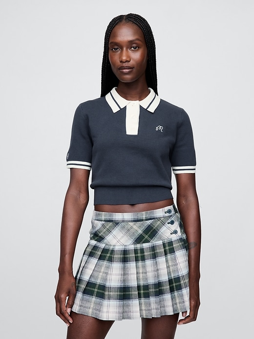 Image number 1 showing, Gap × Malbon Crop Polo Sweater