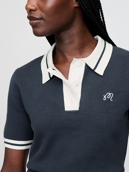 Image number 4 showing, Gap × Malbon Crop Polo Sweater