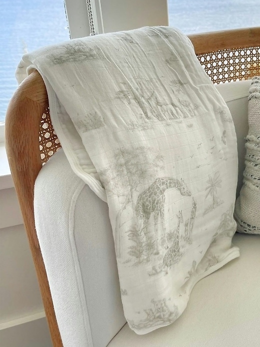 Image number 4 showing, The Gilded Bird Safari Toile Bamboo Baby Blanket
